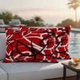 thumbnail image 4 of Red Geometric Outdoor Waterproof Pillow Covers, Modern Abstract Black White Striped Lines Decorative Rectangle Throw Pillowcase Sofa Cushion Sham for Patio/Couch/Chair, 20"x12" 2 Pack, 4 of 8