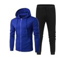 thumbnail image 2 of Men's Fall Winter 2 Piece Slim Fit Tracksuit Set, Full Zip Hoodie Sweatshirt & Drawstring Tapered Jogger Pants, Warm Athletic Workout Activewear Sweatsuit, 2 of 5
