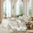 thumbnail image 2 of MooMee Duvet Cover Set Cal-King 100% Washed Cotton Linen Like Textured Breathable Soft Lightweight 3-Piece (Off White, 104"x98"), 2 of 9