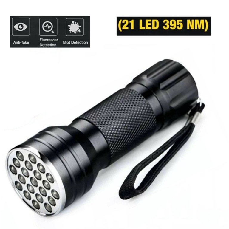 LE Black Light Flashlight, Small UV Lights with 21 LEDs, 395nm, Ultraviolet  Light Detector for Invisible Ink Pens, Pet Dog Cat Urine Stain and More