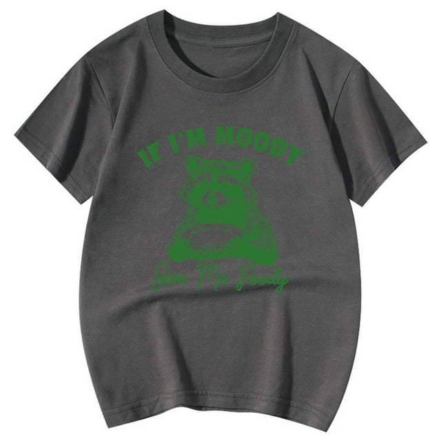 MEZZALL T-Shirt Mignon pour Filles Drôle Dessin Animé Animal Tee Col Rond Manches Courtes, Gris Clair, 6-7 Ans