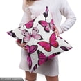 thumbnail image 4 of Ambesonne Butterfly Fabric by the Yard Upholstery, Vibrant Watercolor, 3 Yards, Pink Magenta Black, 4 of 4
