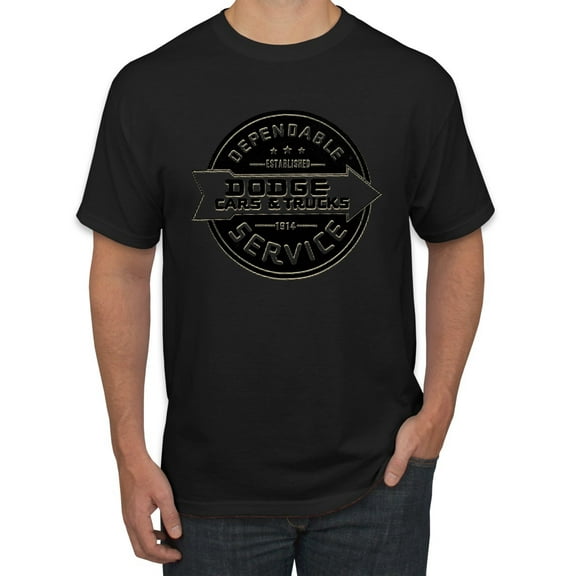 Dependanble Service of Dogde since 1914 | Mens Cars and Trucks Graphic T-Shirt, Black, Small
