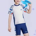 thumbnail image 4 of Fesfesfes 6-14Years Boys Swim Sets Short Sleeve Rash Guard Swimwear Summer Quicking Dry Swimsuit Bathing Suit Casual Bathing Suit(Blue,6 Years), 4 of 5