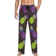 thumbnail image 3 of Men's Pajama Pants with Pockets Sleepwear Lounge Pants Stretch Casual Abstract Bright Pineapple, 3 of 6