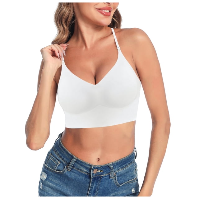 MIASHUI Bras for Women Low Back Bra Wire U Shaped Backless Bra Convertible Spaghetti Strap Seamless Sleeping Bralette