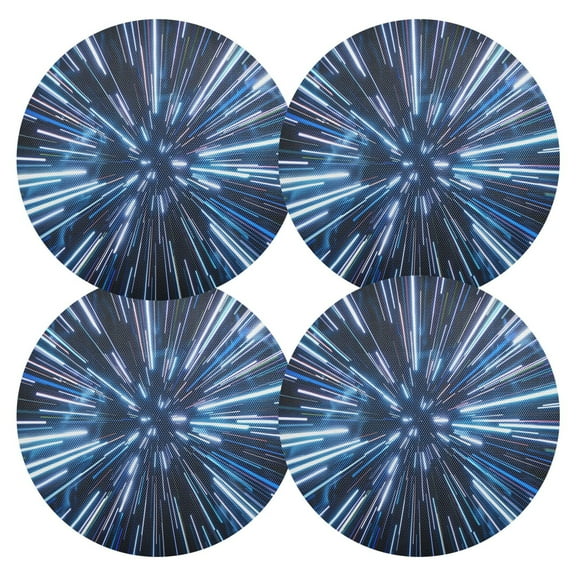 Ryvnso Space Light Blue Neon Stripes Round Plate Mats Dining Table Placemat Set of 4 for Holiday Decoration