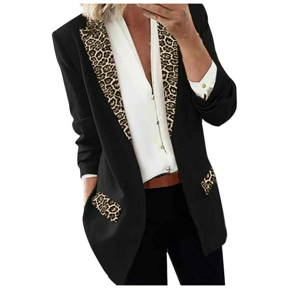 Women's 2024 Fall Casual Blazers Long Sleeve Lapel Open Front Work Suit Office Blazer Jackets with Pockets Black L
