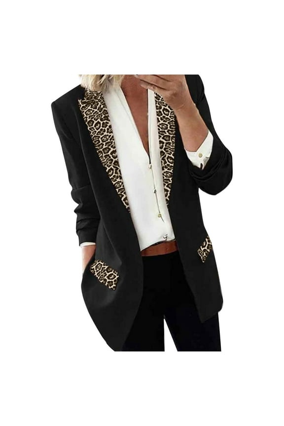 Cardigans for Women Womens Tops Fahion Women's Lapel Cape Leopard Notch Laple-Blazer Casual Office Suit Outwear