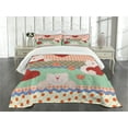 thumbnail image 3 of Ambesonne Shabby Flora Quilted Bedspread Set 3 Pcs, Teddy Bears, King Size, Multicolor, 3 of 5