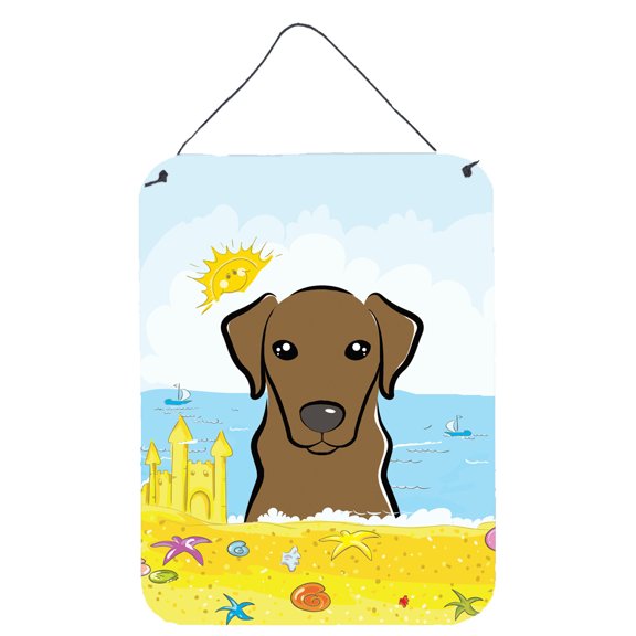 Caroline's Treasures BB2102DS1216 Chocolate Labrador Summer Beach Wall or Door Hanging Prints, 12x16, multicolor