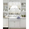 thumbnail image 4 of Cream Flowers Kitchen Curtains Swag Valance and Tier Curtains Set 24 Inch Length, Country Pastoral Spring Floral Herbs Rod Pocket Drape Panels Pair Swag Curtain for Bathroom/Cafe/Window, 4 of 6