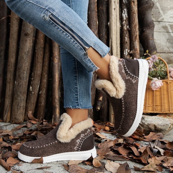 GlobalBreeze Women’s Cozy Micro Suede Winter Slippers with Memory Foam, Fuzzy Faux Fur Collar, Warm Indoor Outdoor House Shoes