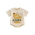 thumbnail image 2 of Aojekbee Baby Girls Summer Casual Romper Short Sleeve Crewneck Letter Cowgirl Hat Print Romper Tops, 2 of 10