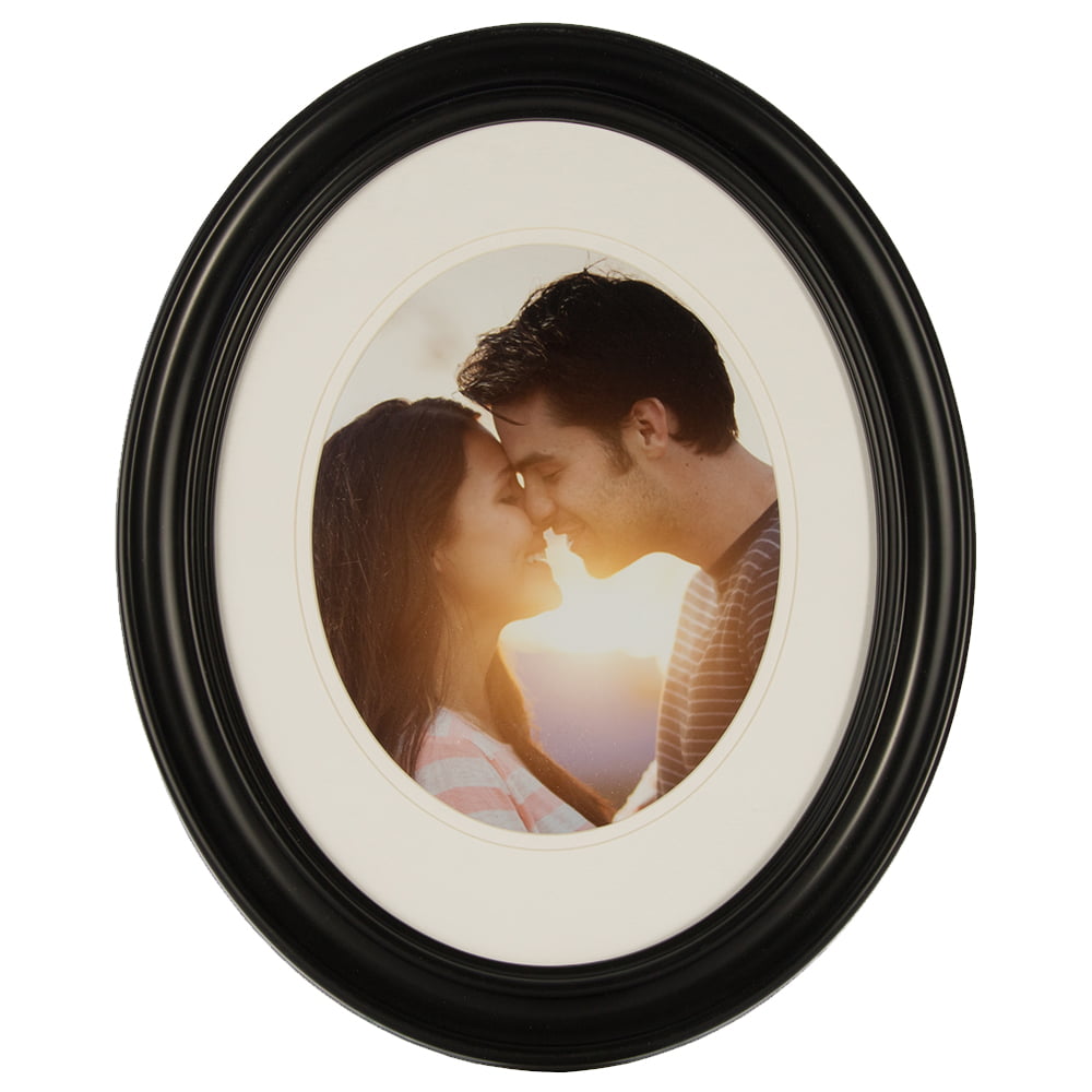 GALLERY SOLUTIONS 11X14 BLACK OVAL FRAME, MATTED TO 8X10