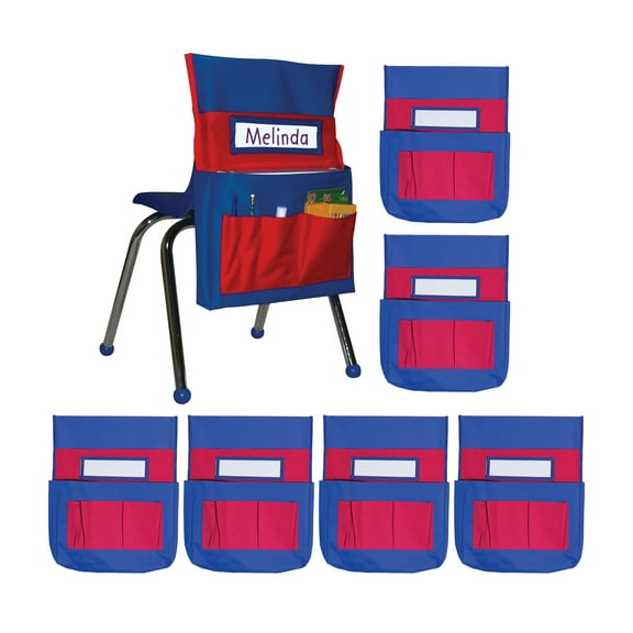 Carson Dellosa Chairback Buddy™ Blue and Red 6 Pack Pocket Chart Storage