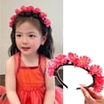 thumbnail image 3 of Fashion Gift Cloth  Girls Head Ornament Simulated Flower Hair Bands Floral Teethed Hair Hoop Silk Flower Hair Wear RED, 3 of 7