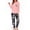 Black Pink Floral, variant on Women Pajama Sets 2 Piece Long Sleeve Pajama Sets With Long Printed Jogger Pants Sleepwear Loose Lounge Sets