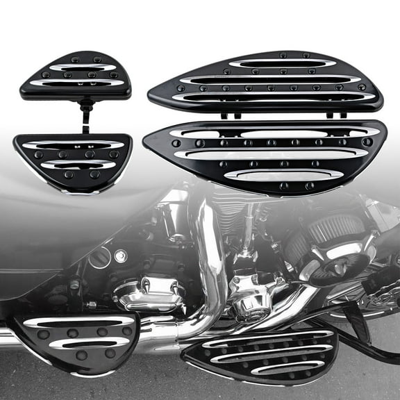 Astra Depot Front Rear Driver Floor Boards   Passenger Floorboards Stretched Fit 86-15 Harley Touring Road King Tour Street Electra Glide