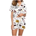 thumbnail image 7 of CONROSES Halloween Pajama Set for Women Hallowmas Pjs Ghost Pumpkin Graphic Short Sleeve Tops Shorts Loungewear Sets Cozy Nightwear Sleepwear, 7 of 7