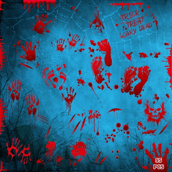 Unatoiry Horrifying Ambience With Safe And Non-toxic Halloween Casement Stickers Red 1Set