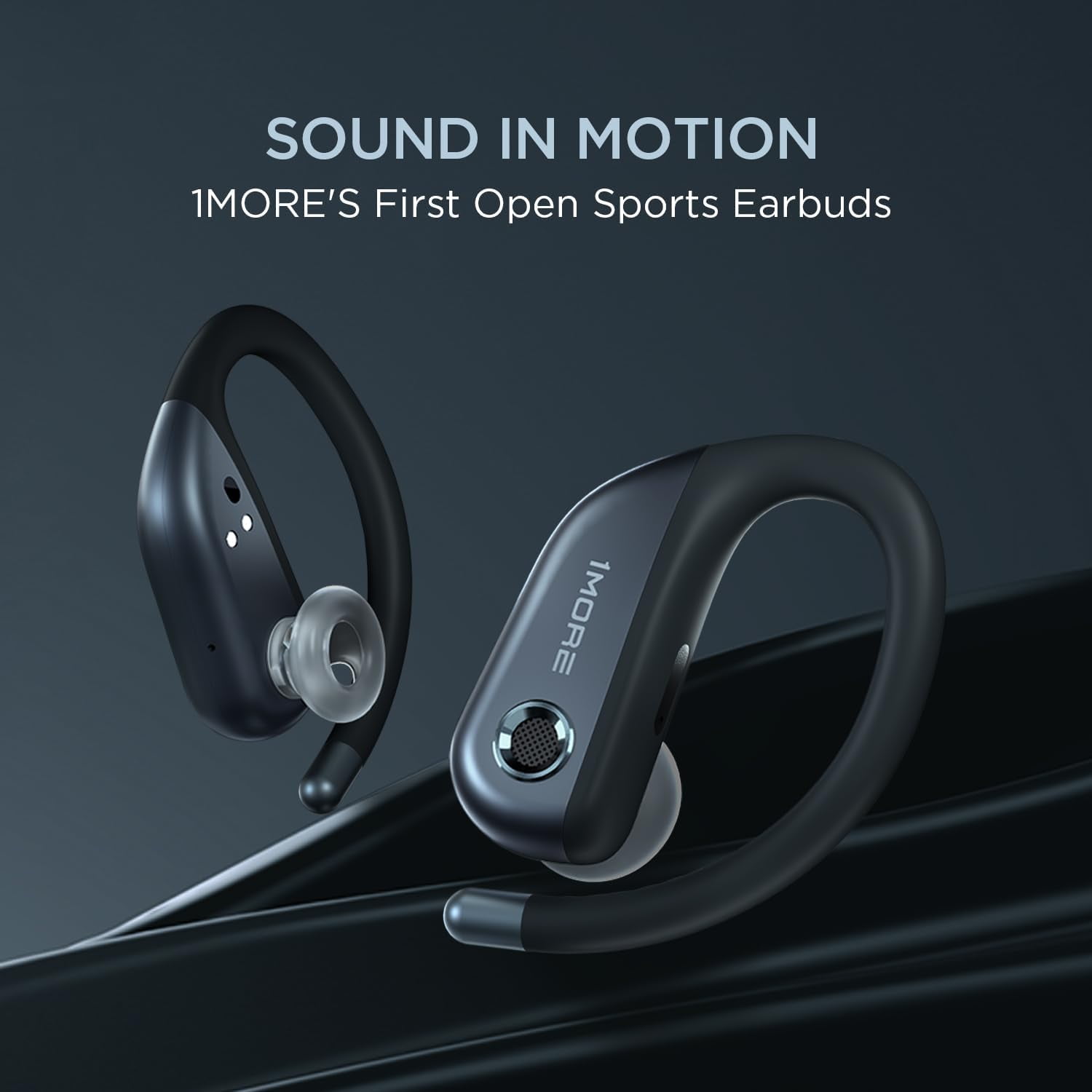 1MORE Fit S50 Open-Ear Wireless Earbuds with Charging Case, 38H Playtime, Gray