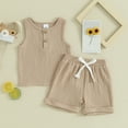 thumbnail image 2 of Bagilaanoe 2pcs Toddler Baby Boy Shorts Set Sleeveless Tank Tops + Shorts 6M 12M 18M 24M 3T Kids Casual Summer Clothes, 2 of 7