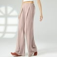 thumbnail image 2 of Lenpel Palazzo Pants for Women Soft Comfy Elastic High Waisted Wide Leg Yoga Lounge Pants Pleated Flowy Trousers, 2 of 5