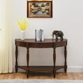 thumbnail image 4 of JESONVID Solid Wood Oval Console Table with Drawer and Storage Shelf, Traditional Vintage Semi-Circle Entryway Table Polished Edging Half-Moon Narrow Table for Living Room Hallway Home, Cherry Walnut, 4 of 8