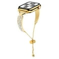 thumbnail image 2 of Dwitch Stylish Elegant Rhinestone Bracelet Watch Band for Apple Watch Series 10 9 8 7 6 5 4 SE 3 2 1, Fashion Adjustable Chain Strap with Sparkling Crystal Inlay,Slim Metal Watch Strap Design,Gold, 2 of 5