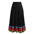 thumbnail image 5 of Umfun Women's Colorful Striped Maxi Skirt Elastic High Waist A-Line Flowy Skirt Summer Vacation Skirt, 5 of 8