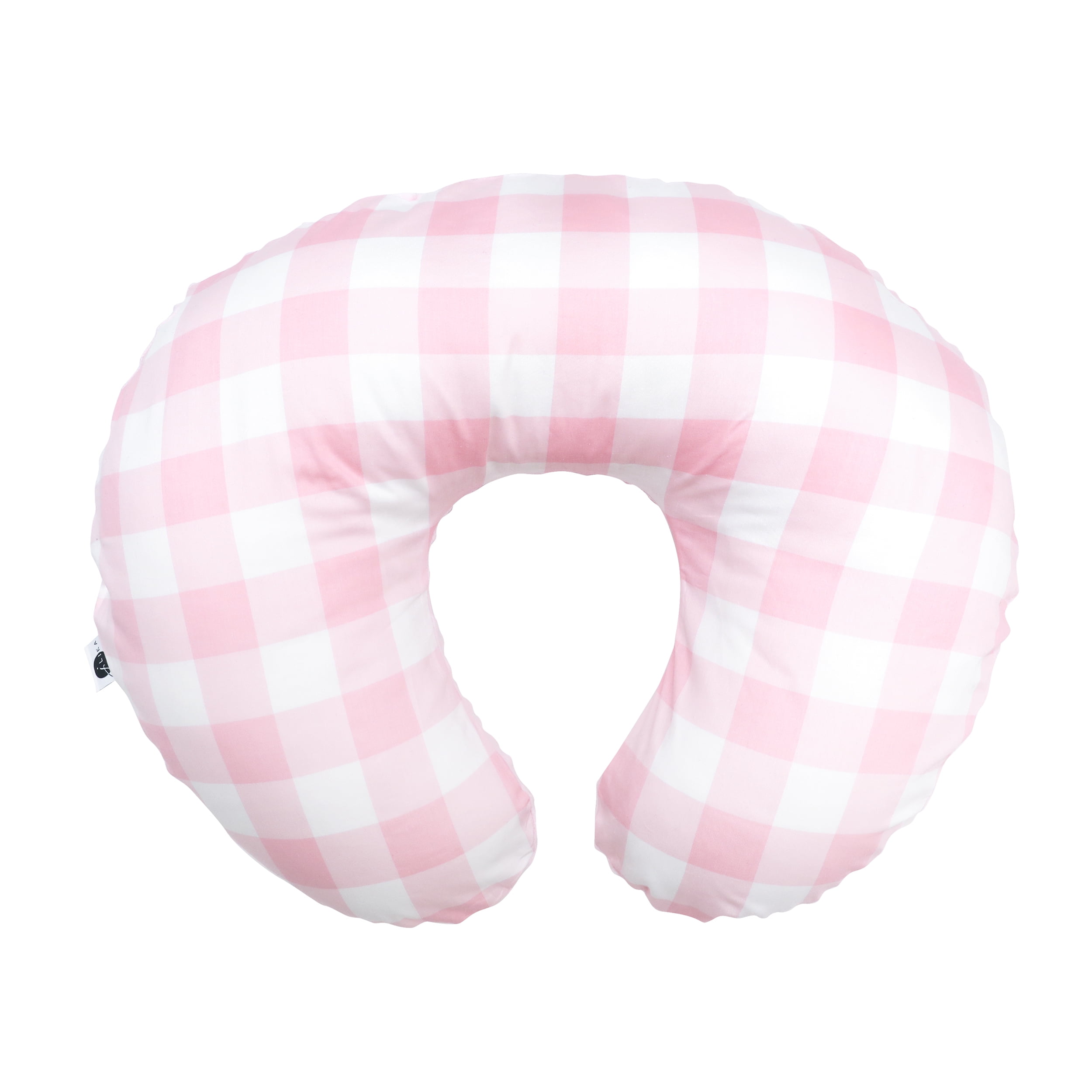 Nursing Pillow Cover Slipcover Minky Girl Pink Plaid Farmhouse Nursery Gingham Decor for Baby Girls by JLIKA