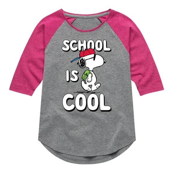 Peanuts - School is Cool - Toddler And Youth Girls Raglan Graphic T-Shirt
