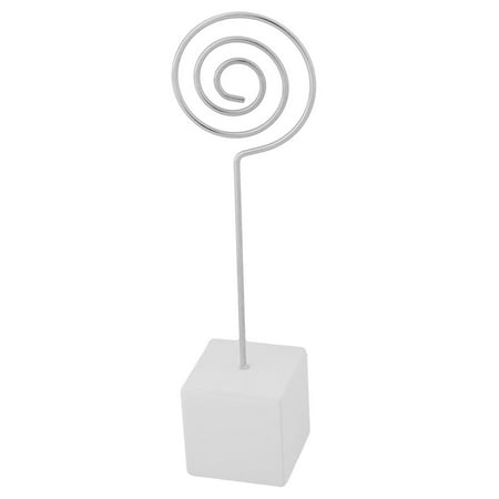 - Home Office Resin Cube Shaped Base Decorative Note Postcard Tags Memo Clip White