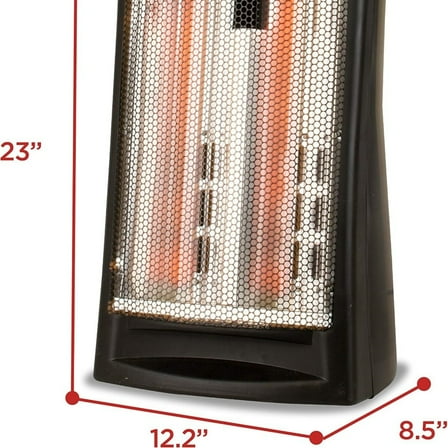 Infrared Radiant Quartz Tower Heater, 1500W Space Heater with Adjustable Thermostat, Portable Heater with 2 Settings, Personal Heater for Home and Office, Black