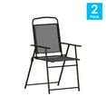 thumbnail image 5 of Flash Furniture Set of 2 Mystic Folding Patio Sling Chairs, Outdoor Textilene Lawn Chairs with Armrests in Black, 5 of 14