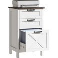 thumbnail image 1 of 3 Drawer File Cabinet with Silent Slides, Vertical Filing Cabinet for Hanging A4/Letter Size, Rustic Farmhouse Printer Stand with Storage for Home Office, Distressed White, 1 of 9