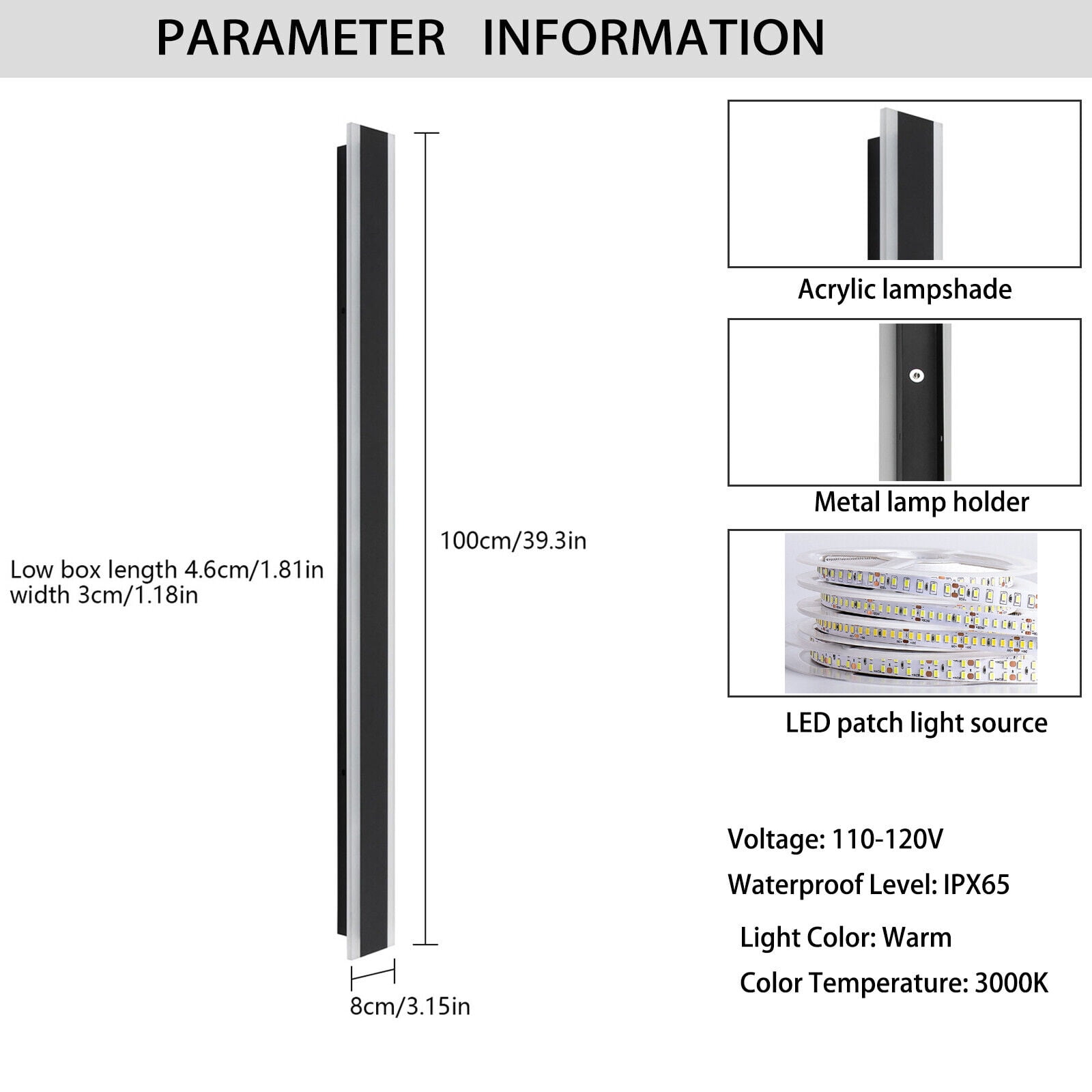 Modern Outdoor Wall Light, Wall Mount Lighting Fixture, 2Pcs Wall Lights