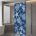thumbnail image 3 of Navy Blue Coastal Window Privacy Film, Nautical Beach Starfish Coral Summer Static Cling UV Sun Blocking Heat Control Window Tint Day and Night, Non-Adhesive One Way Windows Privacy Cover 23.6''x59'', 3 of 7