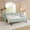 Cyan + Linen + Foam, variant on Twin Gingham Daybed with Trundle & USB Port, Linen Fabric Wave Shaped Sofa Bed, No Box Spring Required,Cyan