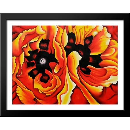 - Oriental Poppies II 36x28 Large Black Wood Framed Print Art by Georgia O'Keeffe