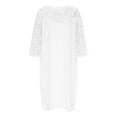 thumbnail image 4 of Ndbuld Women's Fall Winter Casual Dress Women's Plus Size Lace Zipper Splicing Slim Fashion Bag Skirt with Quarter Sleeves Round Neck Dress,L-6XL,White,2XL, 4 of 6
