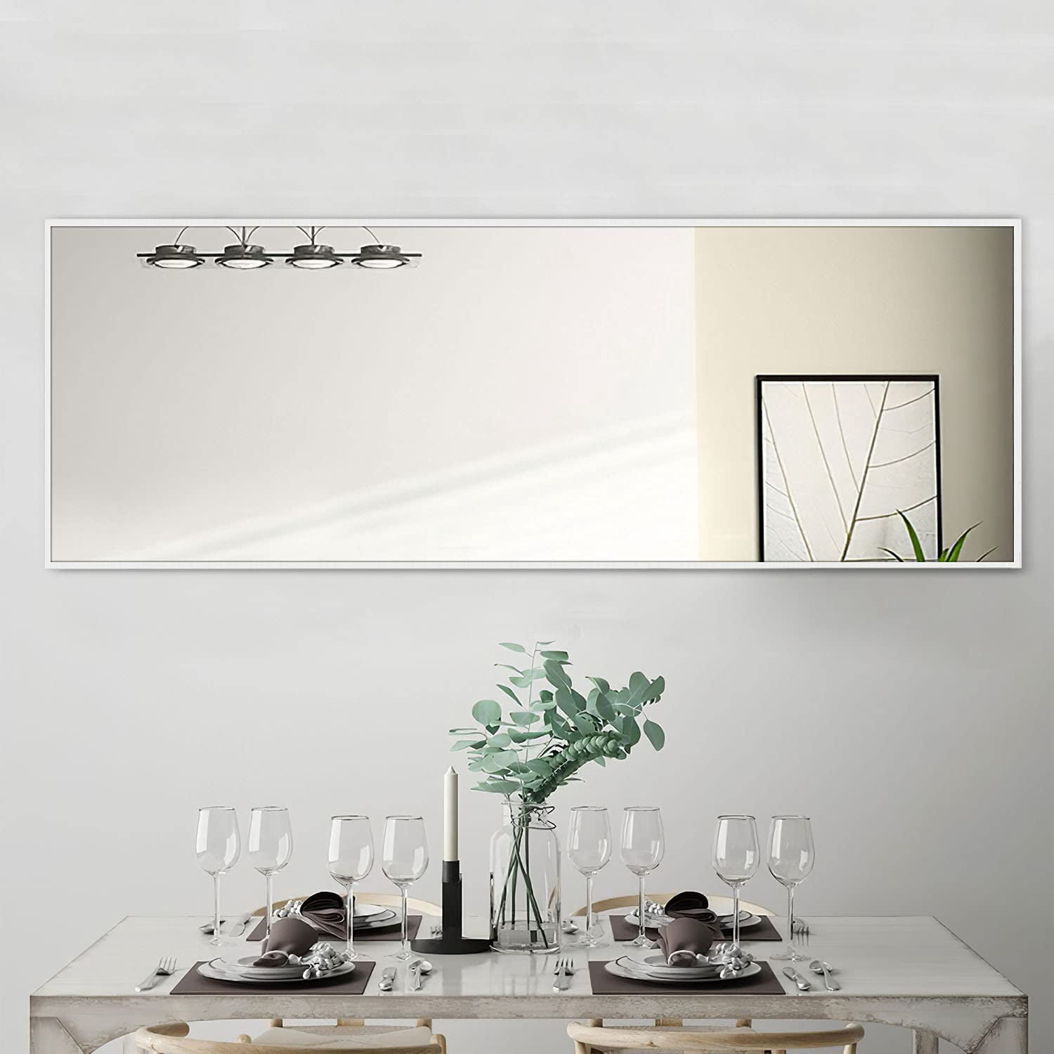 59"x20" Full Length Mirror Freestanding Mirror for Living Room Ivory White