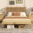 thumbnail image 2 of Auranook Full Rattan Bed Frame, Cane Bed Mattress Foundation w / Rattan Headboard, Under-bed Storage, Rubber Wood Legs, Boho Wooden Platform Bed, 2 of 10