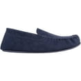 thumbnail image 5 of Mens Easy Slip On Suede Fabric Lined Winter Moccasin Slippers with Hard Sole - Navy - US 9, 5 of 7