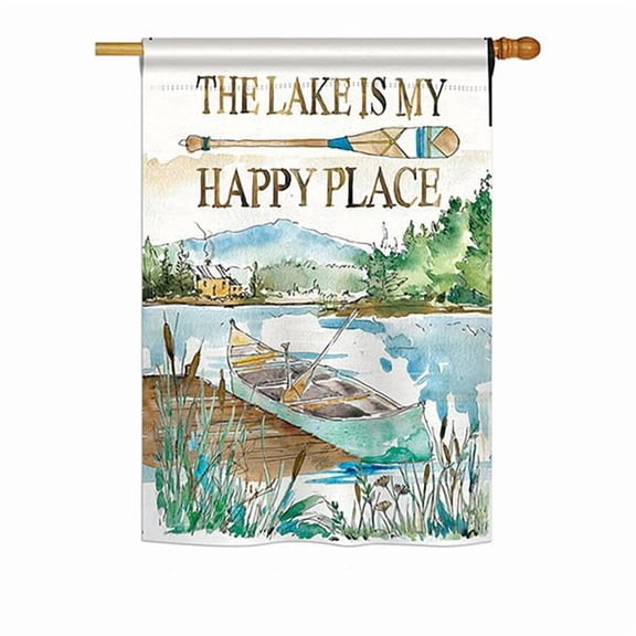 Breeze Decor BD-OU-H-109070-IP-BO-DS02-US 28 x 40 in. Lake is Happy Place Nature - Everyday Outdoor Impressions, Decorative Vertical House Flag