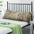 thumbnail image 2 of Paisley Long Body Pillow Cover - Vintage Bohemian Floral Print, Soft & Breathable Ethnic Fabric, Hidden Zipper, 20"x54" - Elegant Home Decor Gift for Side Sleepers & Pregnancy Support, 2 of 3