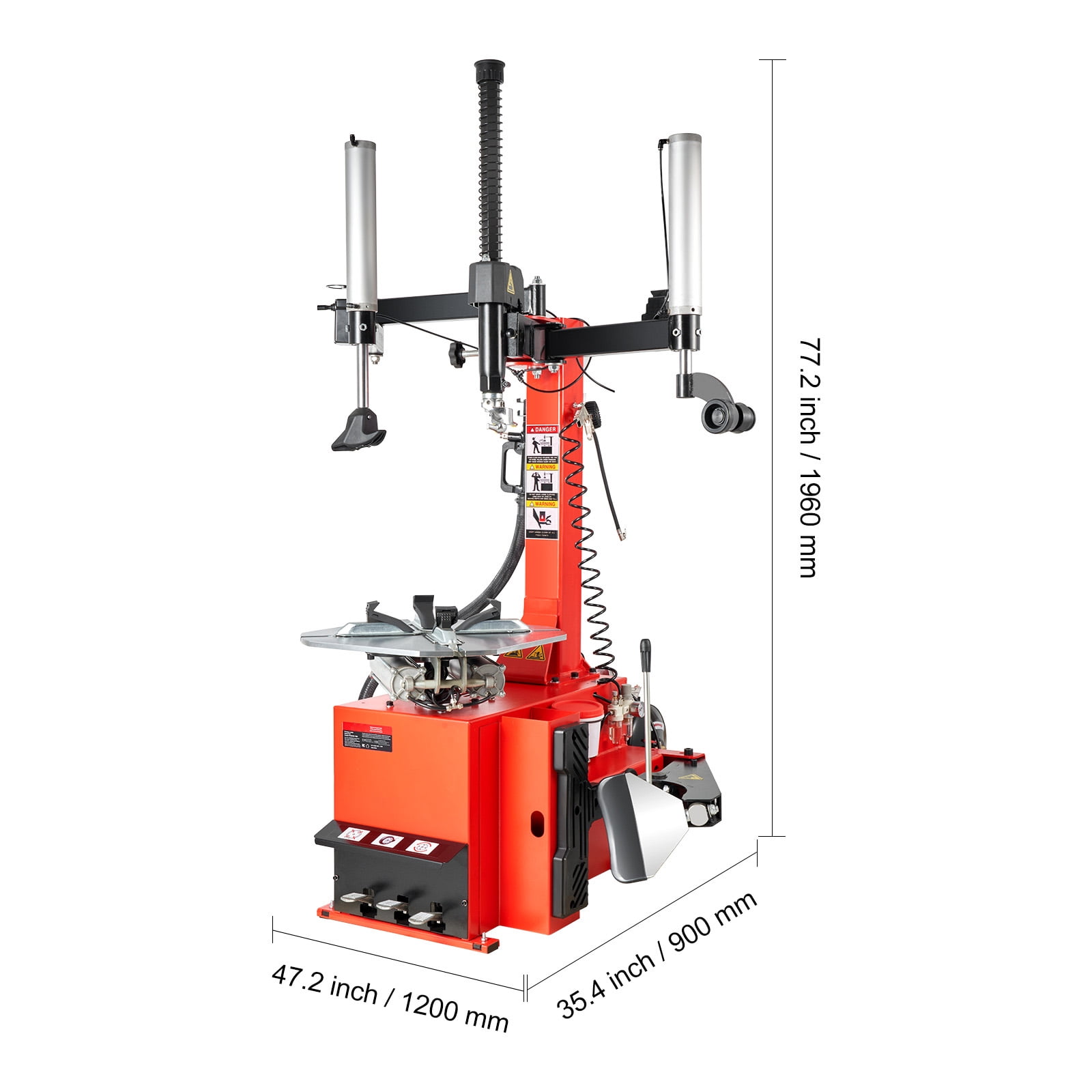 KFFKFF Tire Changer Machine with 1.5HP Motor, Sturdy Design Featuring Air Pressure Gauge & Pneumatic Assist Arm, Pedal-Controlled Operation with Reinforced Chuck, Suitable for Sedan, SUV