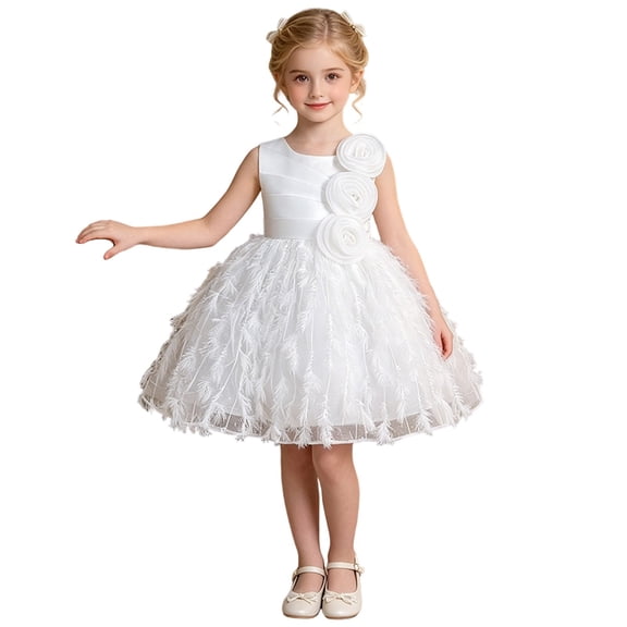 Rhuody Girls Dress Sleeveless Flower Girl Dress A Line Party Gown With Satin Bodice And Skirt For Dressy Events Charm Playsuit