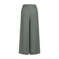 thumbnail image 4 of Kvture Palazzo Pants for Women Comfy Lightweight Wide Leg Pants Elastic High Waist Flowy Loose Lounge Pant Travel Outfits Green XL, 4 of 5